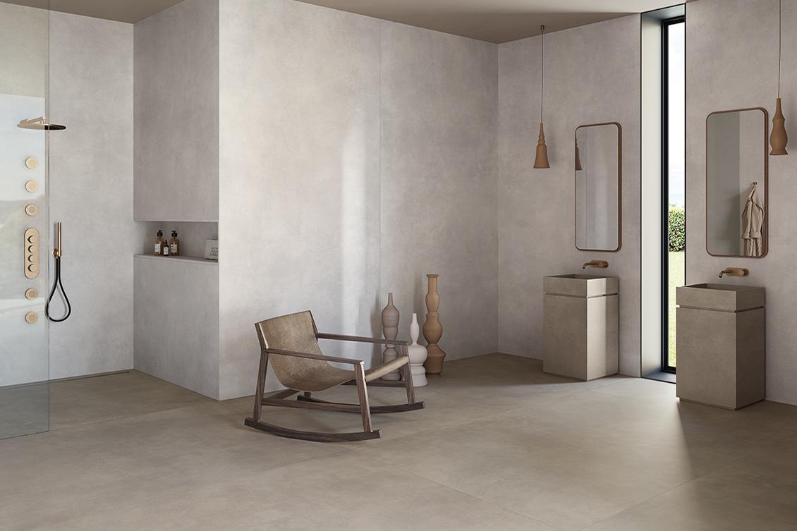 Ensemble Meuble Salle De Bain Vicco Kiko - Blanc Mat / Imitation Béton - 3 Pièces - Neuf